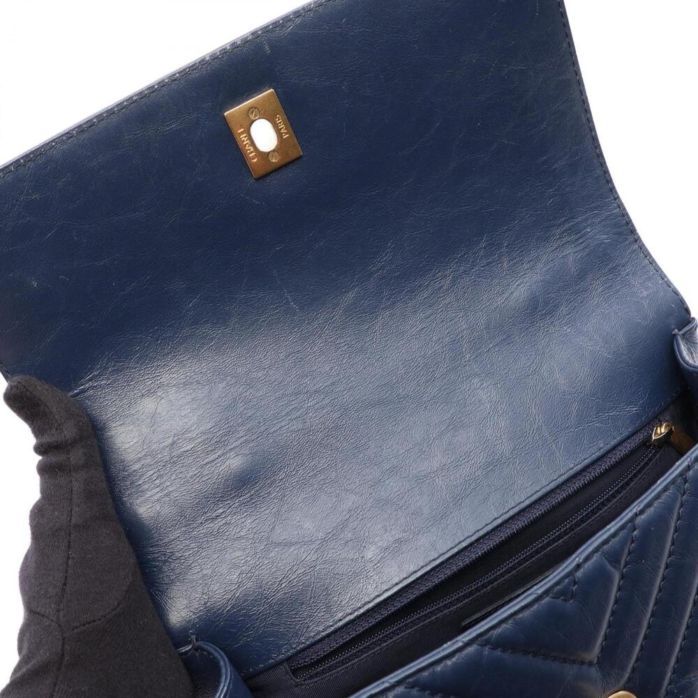 Chanel Chevron V-stitch Top Handle 2-Way Shoulder Bag/Handbag Leather Women's... - Picture 6 of 10